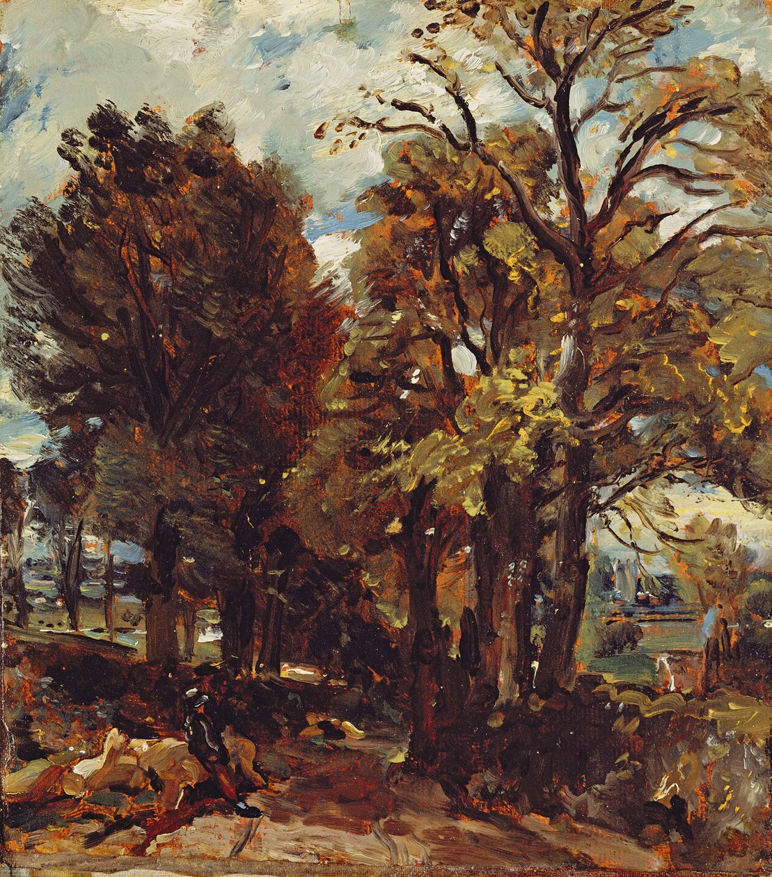 Sketch of a Lane at East Bergholt, ca.1810 (olje på papir lagt på lerret) av John Constable
