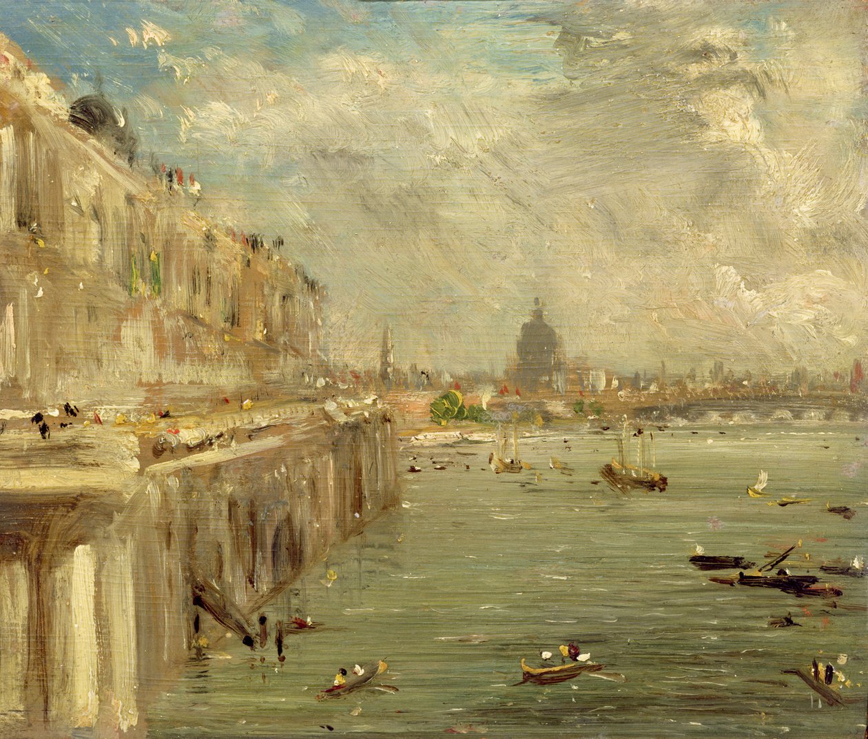Somerset House Terrace fra Waterloo Bridge, ca. 1819 av John Constable
