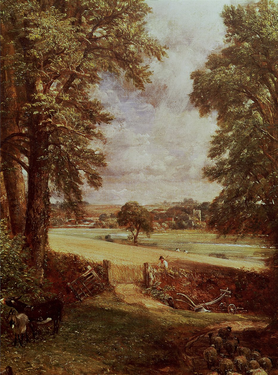 The Cornfield, detalj av hogstmaskinen, 1826 olje på lerret av John Constable