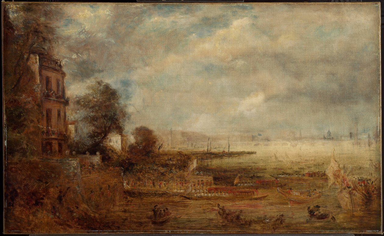 Waterloo Bridge sett fra Whitehall Stairs av John Constable