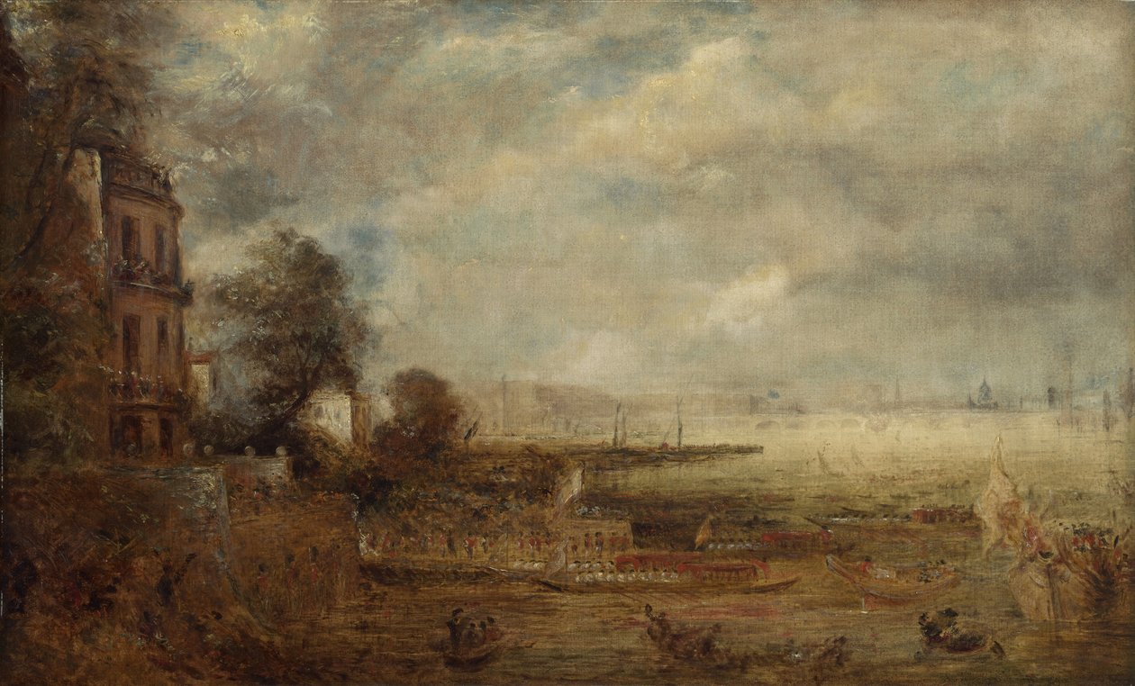 Waterloo Bridge sett fra Whitehall Stairs, ca. 1829 av John Constable