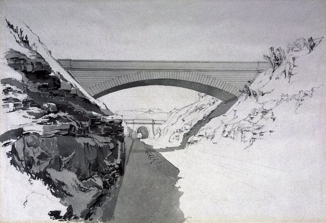 Beechwood Tunnel, 27. juli 1837 (penn og blekk og vask på papir) av John Cooke Bourne