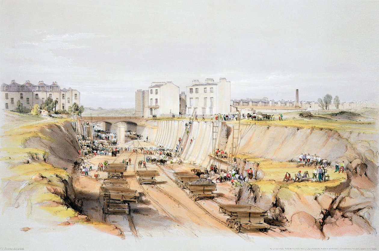 Bygge støttemuren nær Park Street, Camden Town, London, 17. september 1836 1838 av John Cooke Bourne
