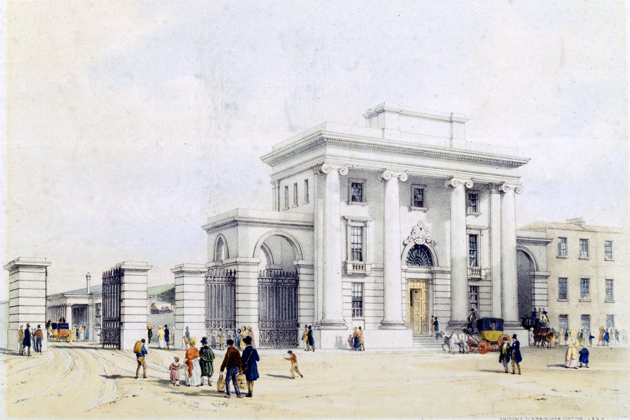 Inngang til Birmingham Station, 1838-39 av John Cooke Bourne