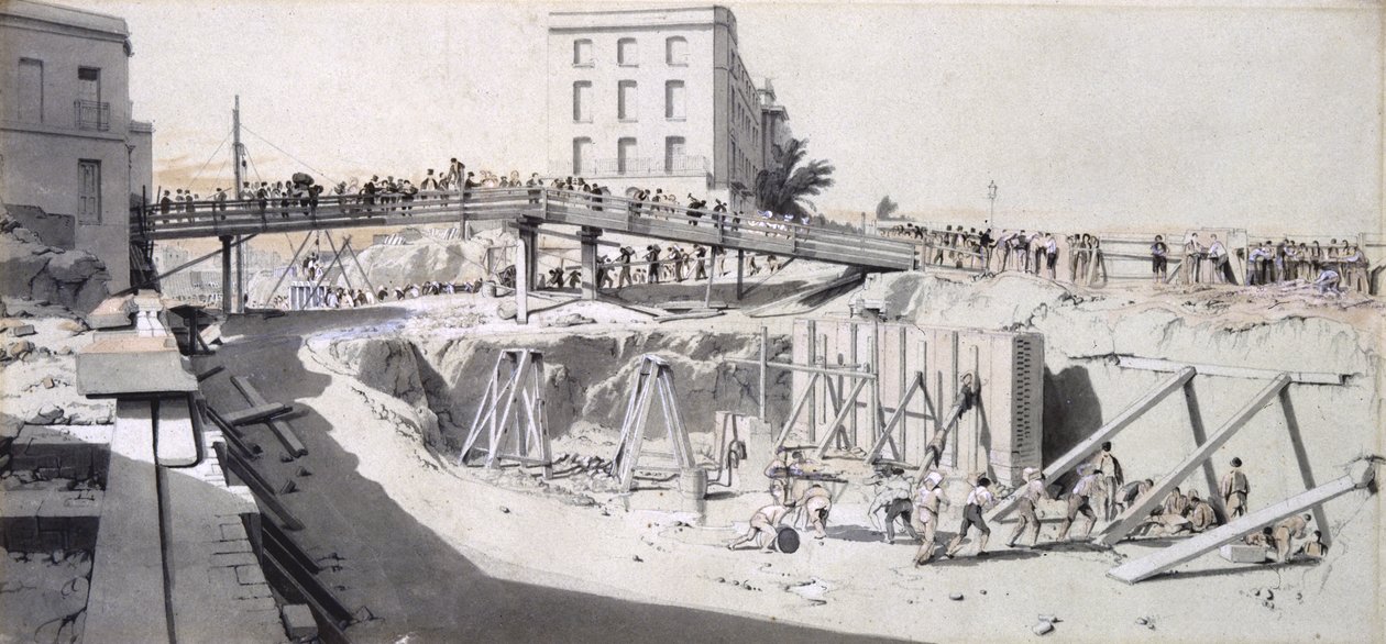 Granby Street, Hampstead Road, 13. august 1836 (penn og blekk og vask på papir) av John Cooke Bourne