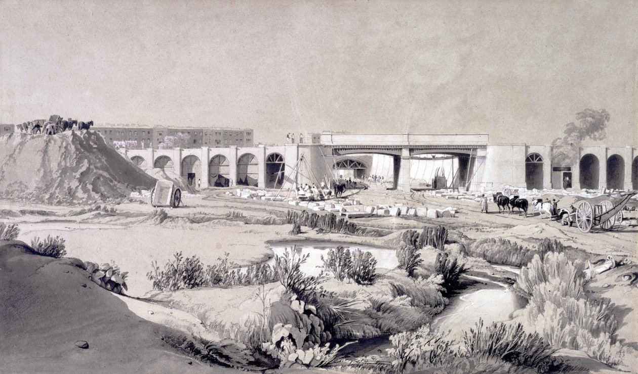 Hampstead Road Bridge, 5. oktober 1836 (penn og blekk og vask på papir) av John Cooke Bourne