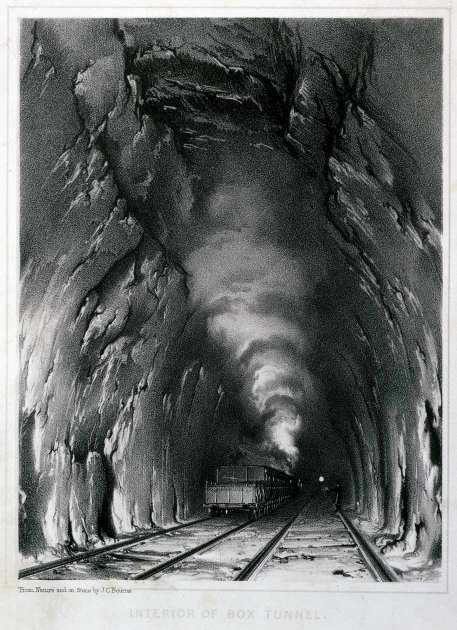 Interiør i Box Tunnel, 1846 av John Cooke Bourne