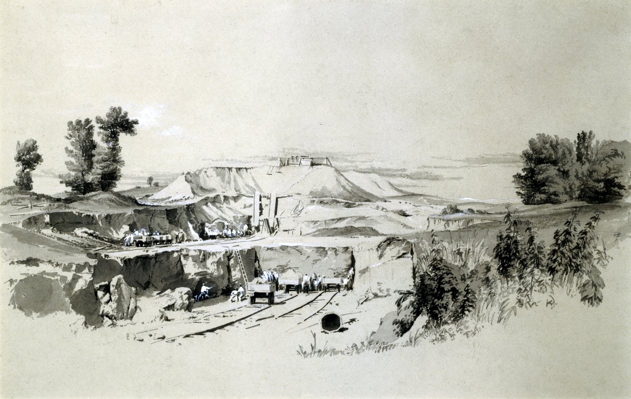 Linslade Tunnel, 23. juni 1837 (penn og blekk og vask på papir) av John Cooke Bourne