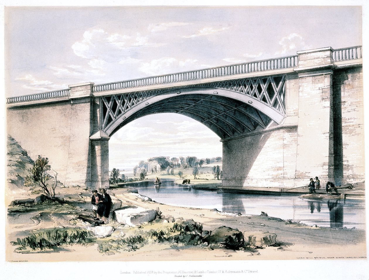Nash Mill Bridge, nær Kings Langley, Hertfordshire, 1839 av John Cooke Bourne
