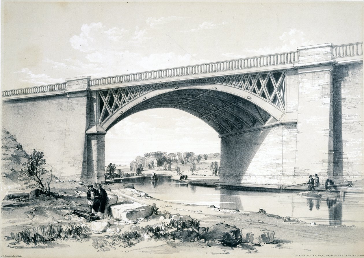 Nash Mill Bridge, nær Kings Langley, Hertfordshire, 1839 av John Cooke Bourne