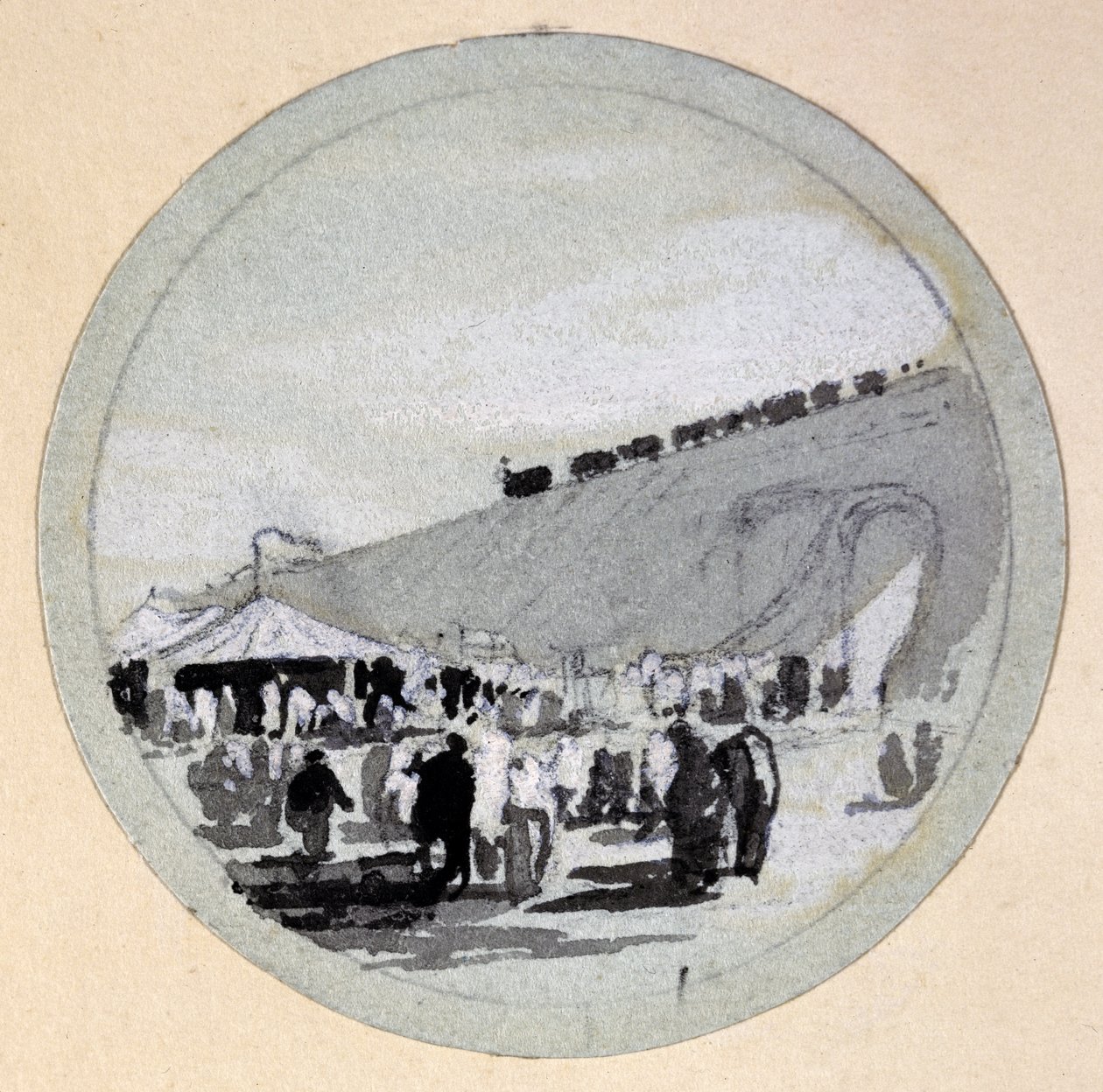 Opening, London & Birmingham Railway, ca. 1838 (penn og blekk og vask på papir) av John Cooke Bourne