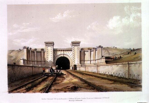 Primrose Hill Tunnel, gravert av kunstneren av John Cooke Bourne