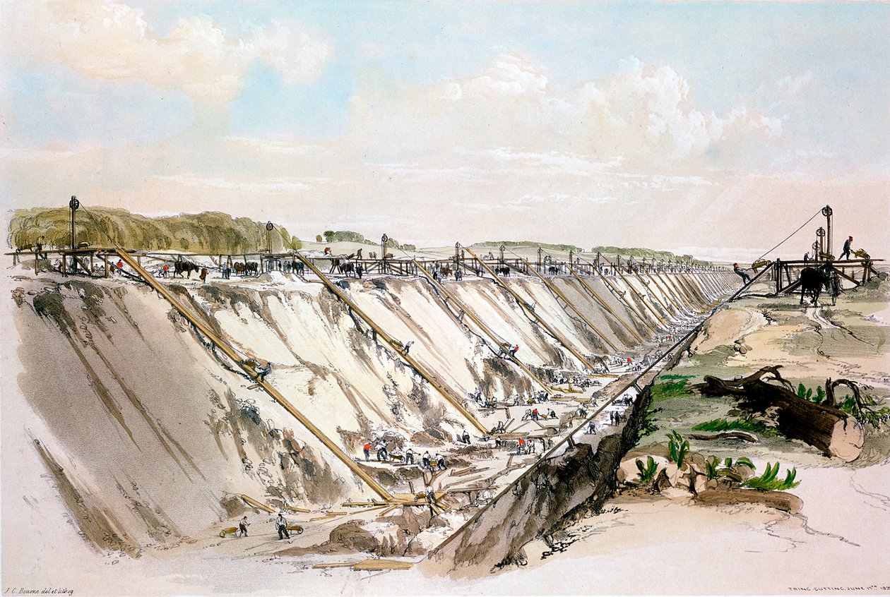 Tring cutting, London & Birmingham Railway, 17. juni 1837 1839 av John Cooke Bourne