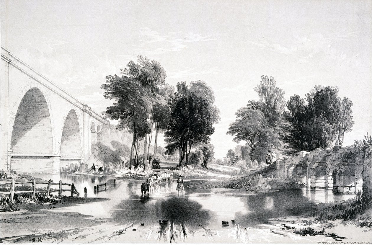 Viadukt over elven Blythe, London & Birmingham Railway, 1839 av John Cooke Bourne