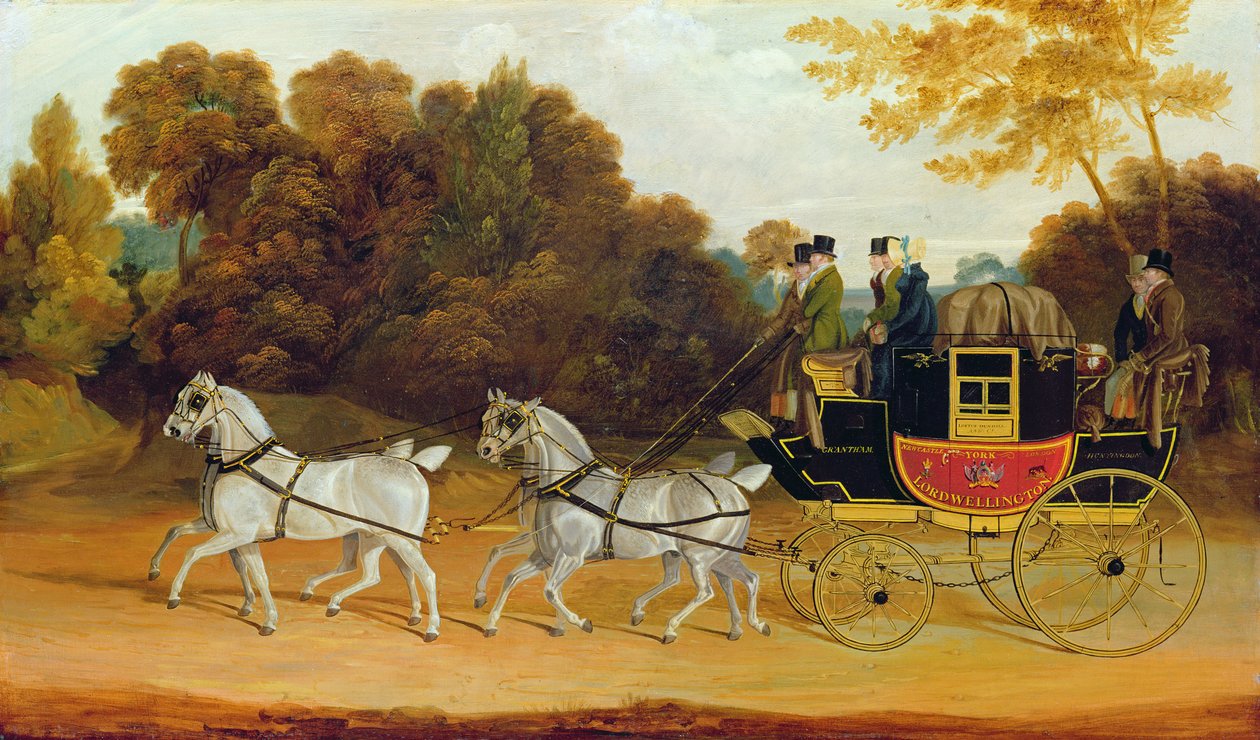 «Wellington-diligensen» (The Newcastle-York-London Mail), ca. 1818 (olje på panel) av John Cordrey