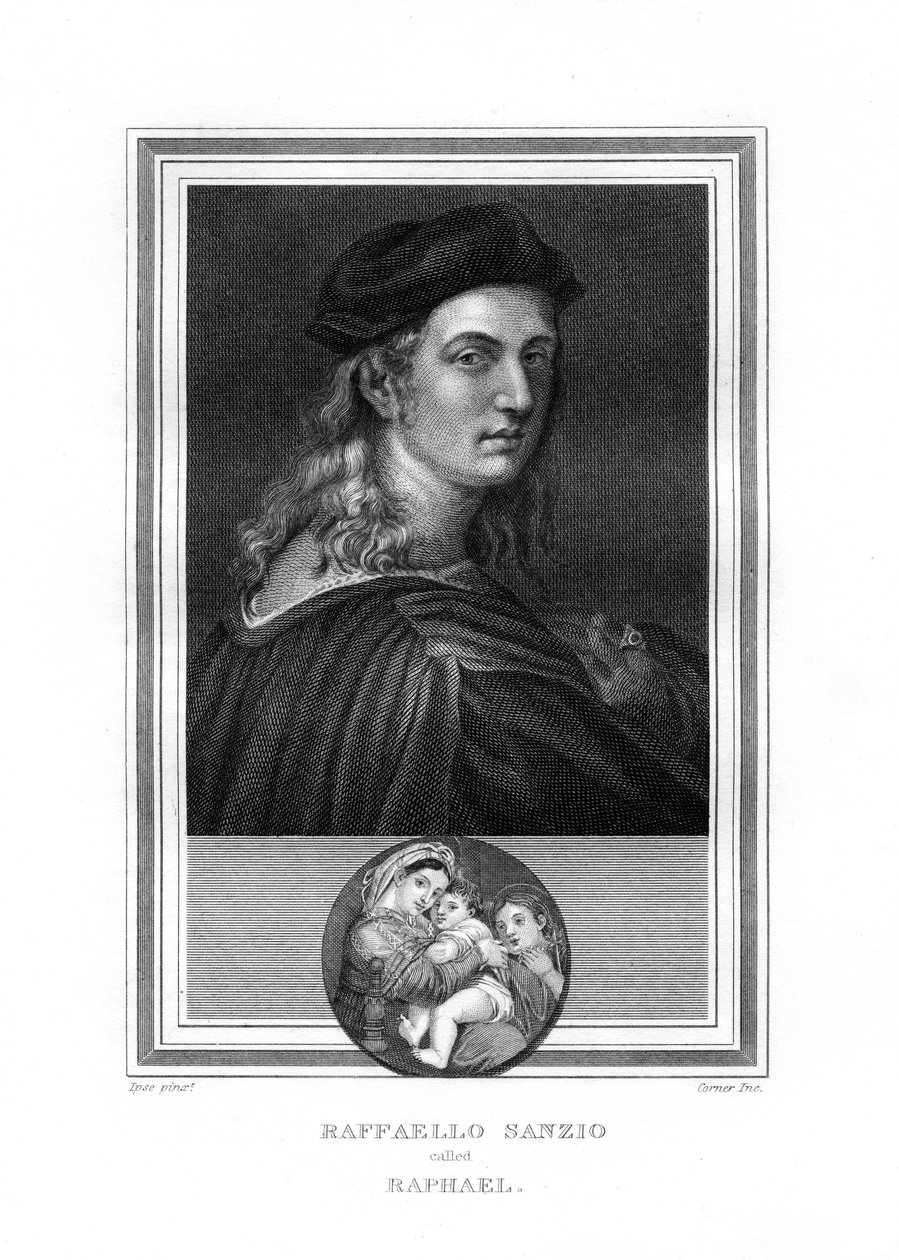 Raphael eller Raffaello, malermester og arkitekt ved den florentinske skolen, 1825. av John Corner