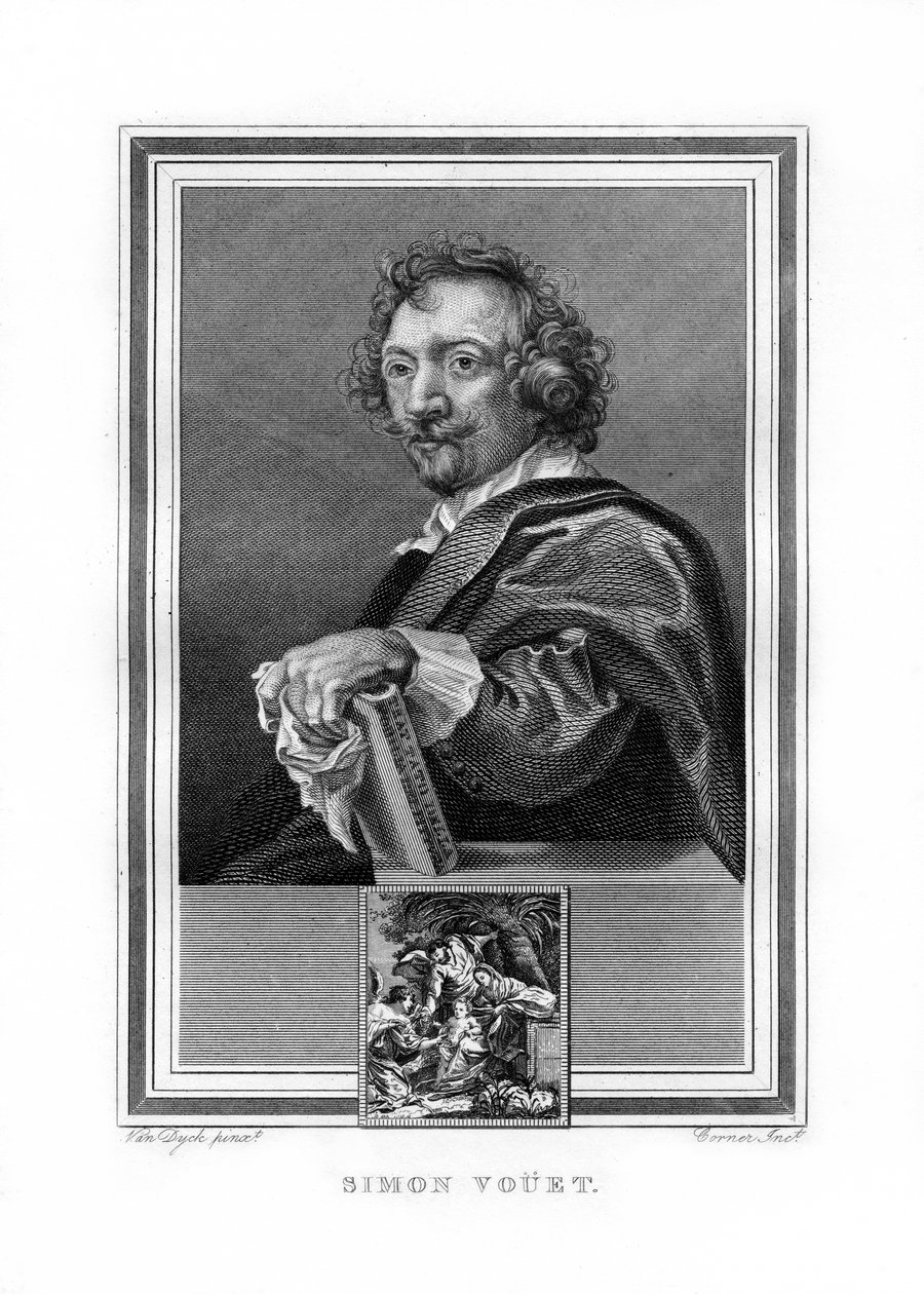 Simon Vouet , fransk maler fra barokktiden, 1825. av John Corner