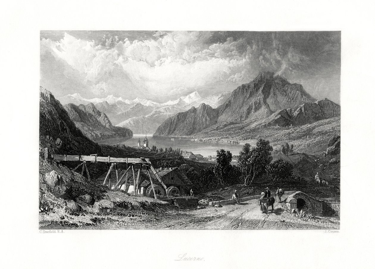 Luzern, Sentral-Sveits, 1800-tallet av John Cousen