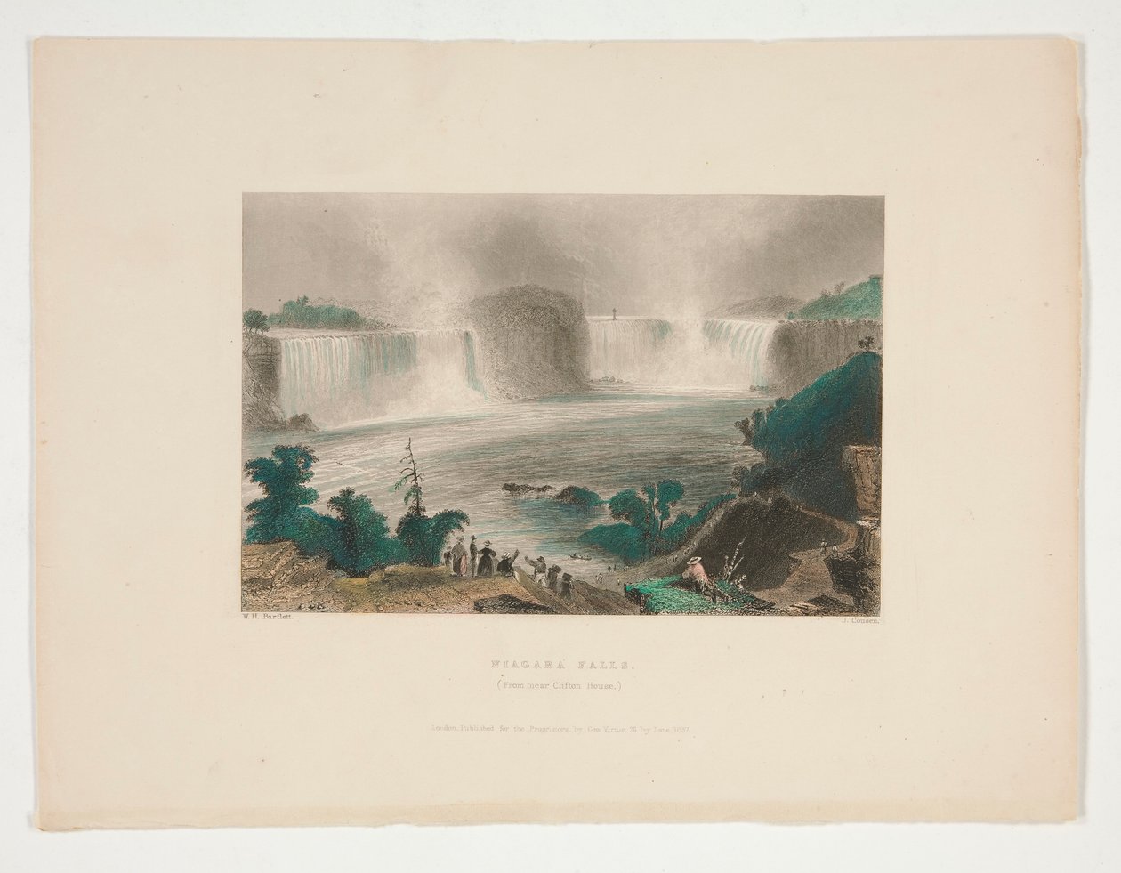 Niagara Falls (fra nær Clifton House), illustrasjon for Nathaniel Parker Willis av John Cousen