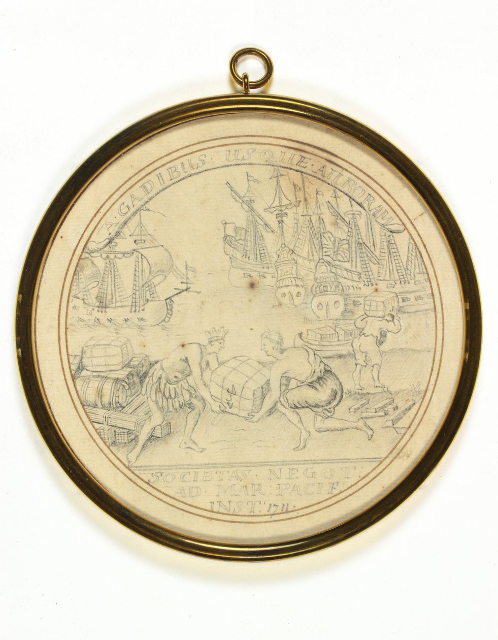 Design for en medalje for å minnes Institution of the South Sea Company av John Croker
