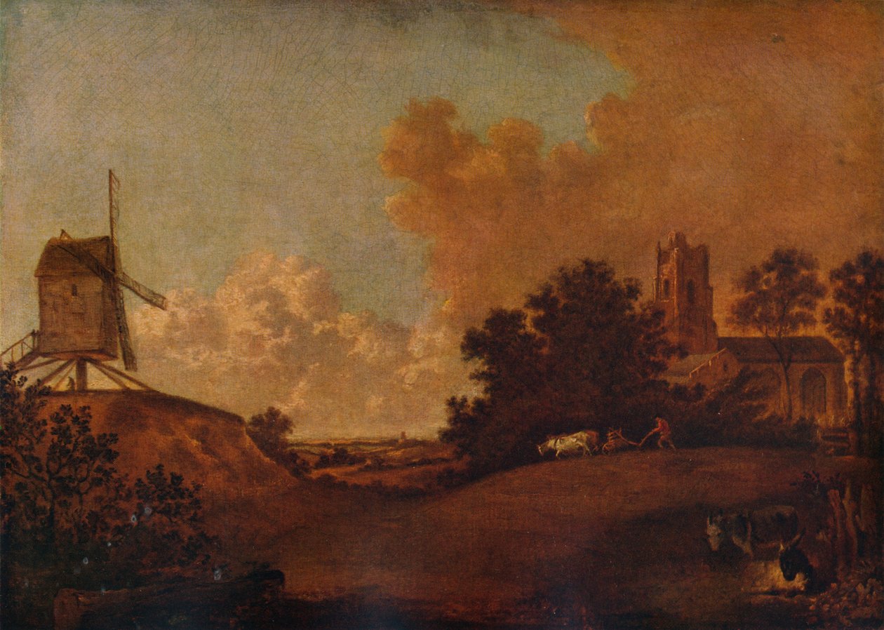 Old Orford Church and Mill, Suffolk, c1782 av John Crome