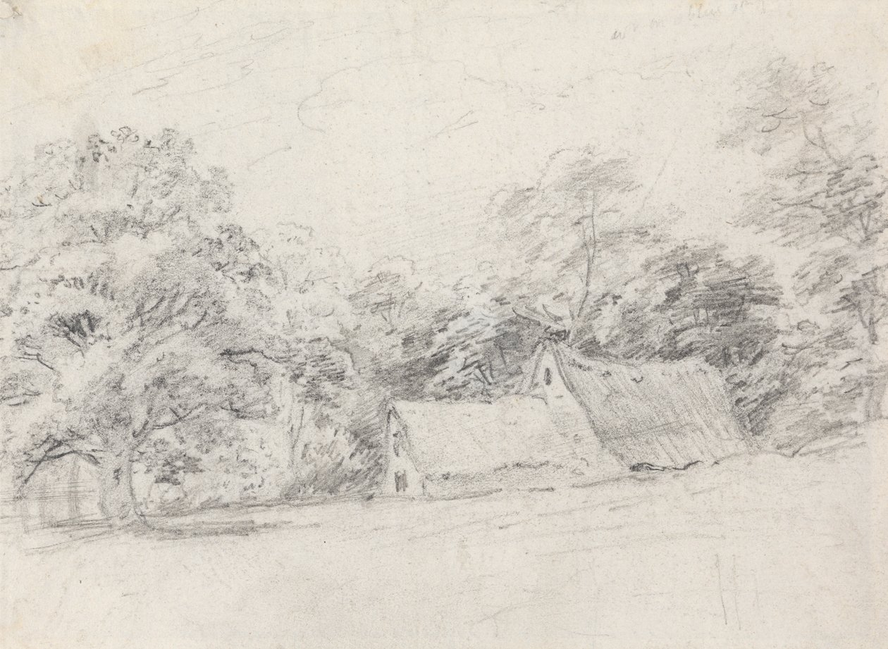 To bygninger blant trær av John Crome