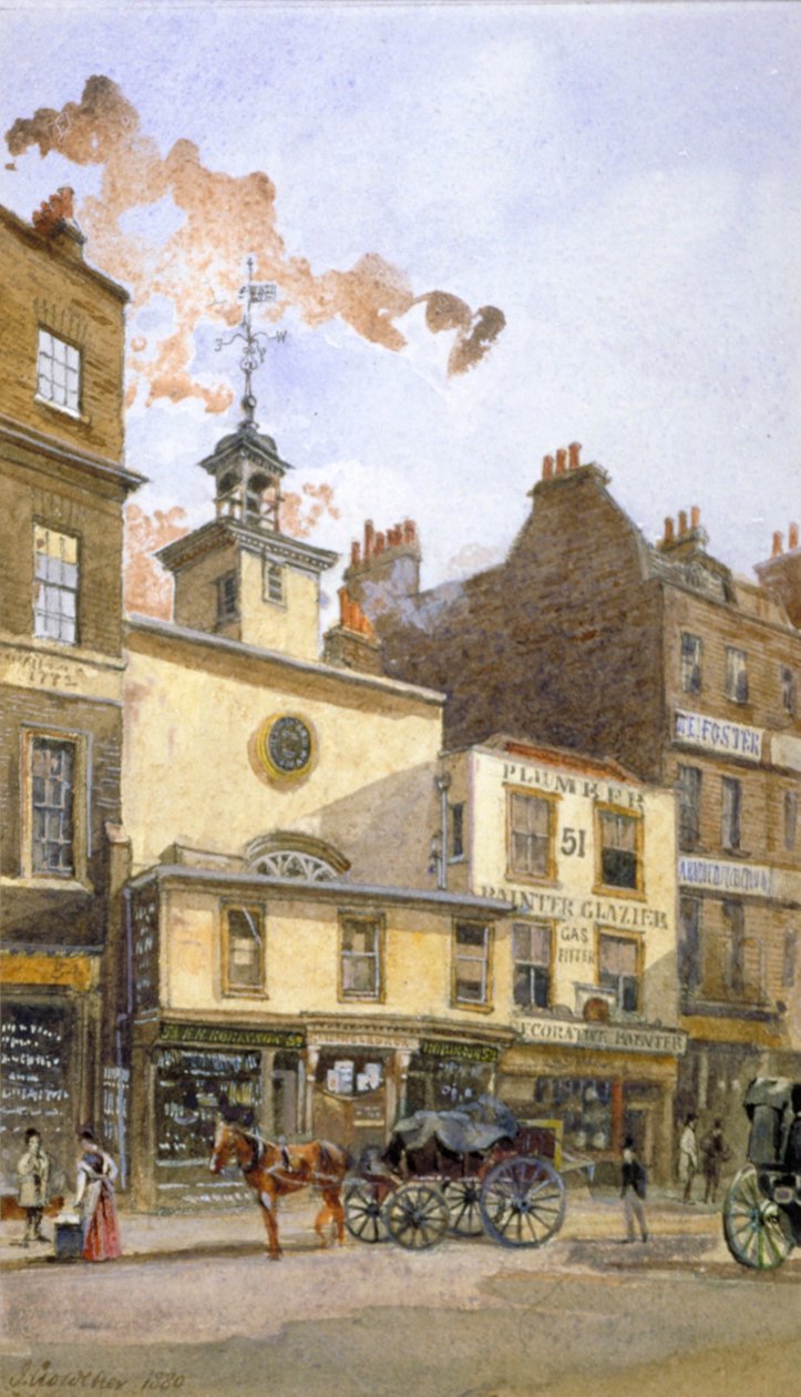 Church of St Ethelburga-the-Virgin innenfor Bishopsgate, City of London, 1880 av John Crowther