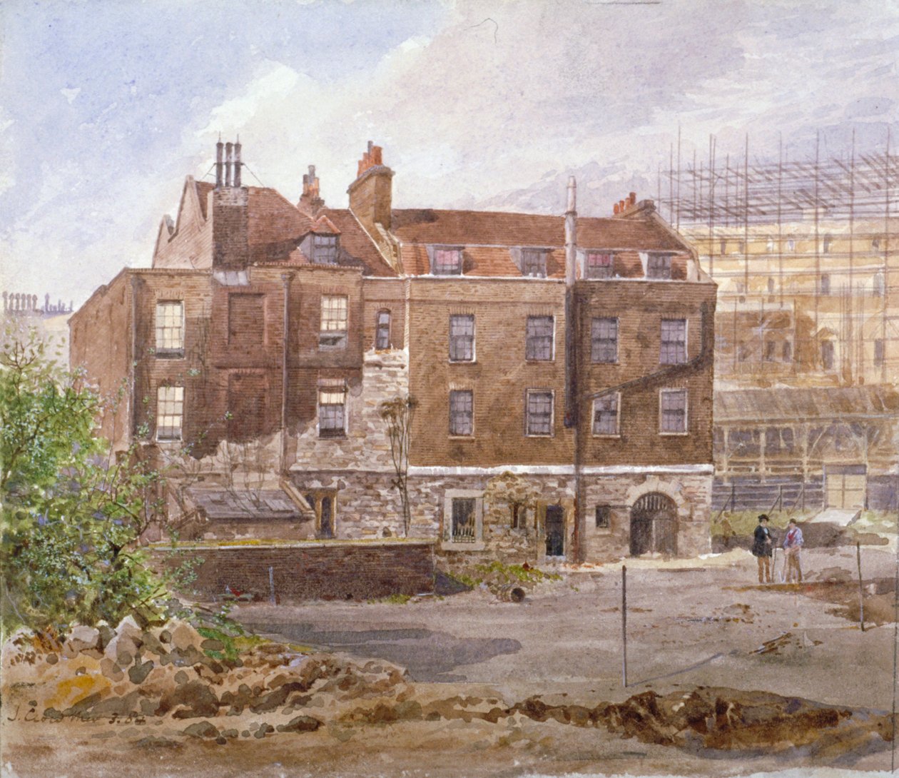 Øst foran Almonry-kontoret, Middle Scotland Yard, Westminster, London, 1884. av John Crowther