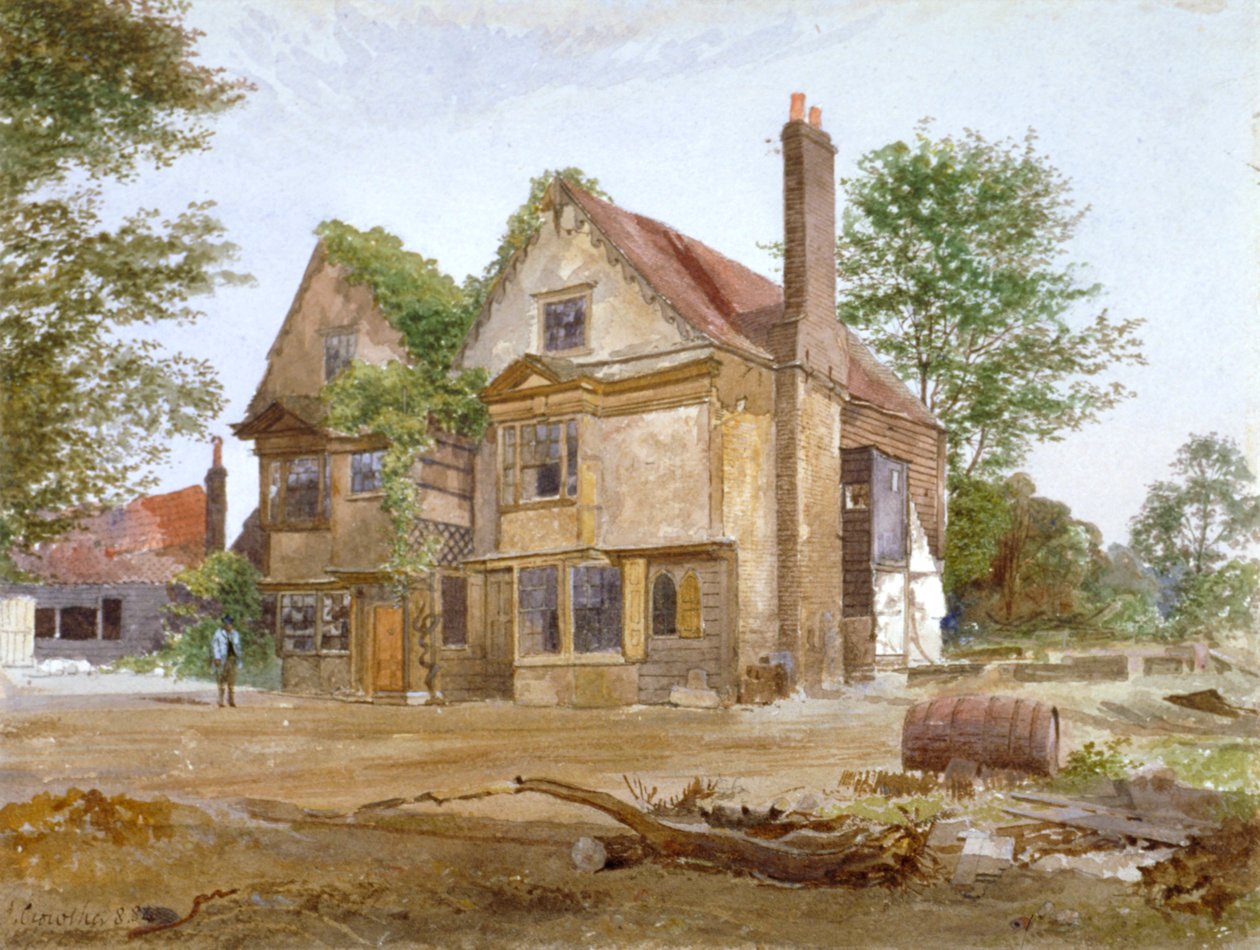 Forfra av Basing Manor House, Peckham High Street, Camberwell, London, 1884 av John Crowther