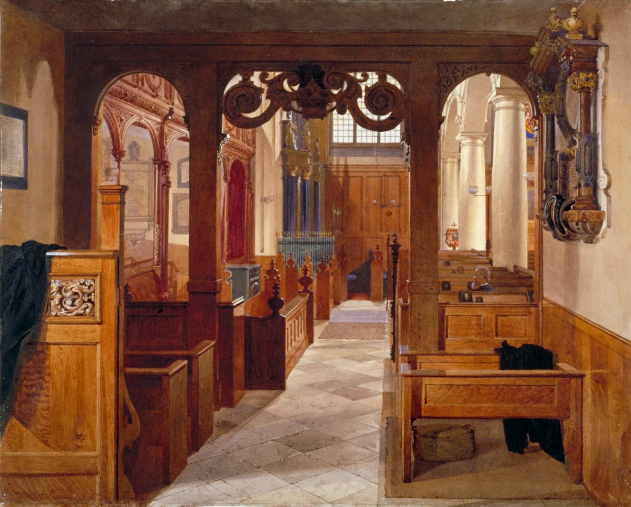 Interiør i Charterhouse Chapel, London, 1885. av John Crowther
