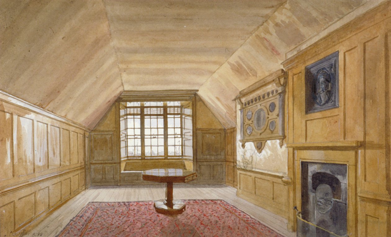 Interiør i rådssalen i Det hvite tårn, Tower of London, Stepney, London, 1883 av John Crowther