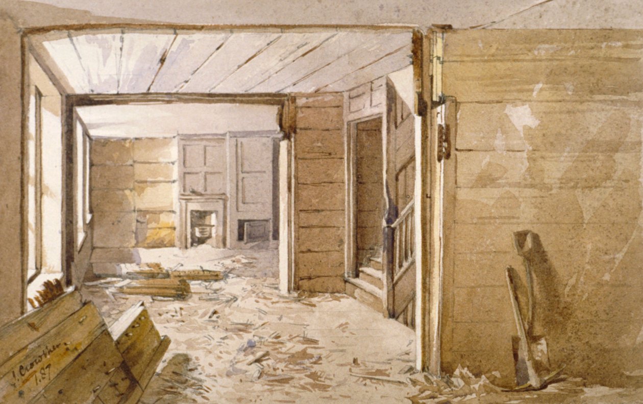 Interiøret i rommet ved siden av White Lyon Prison, Borough High Street, Southwark, London, 1887 av John Crowther
