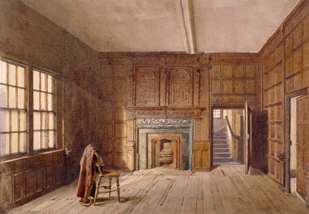 Innvendig utsikt over Sir John Spencers rom i Canonbury House, Islington, London, 1887 av John Crowther