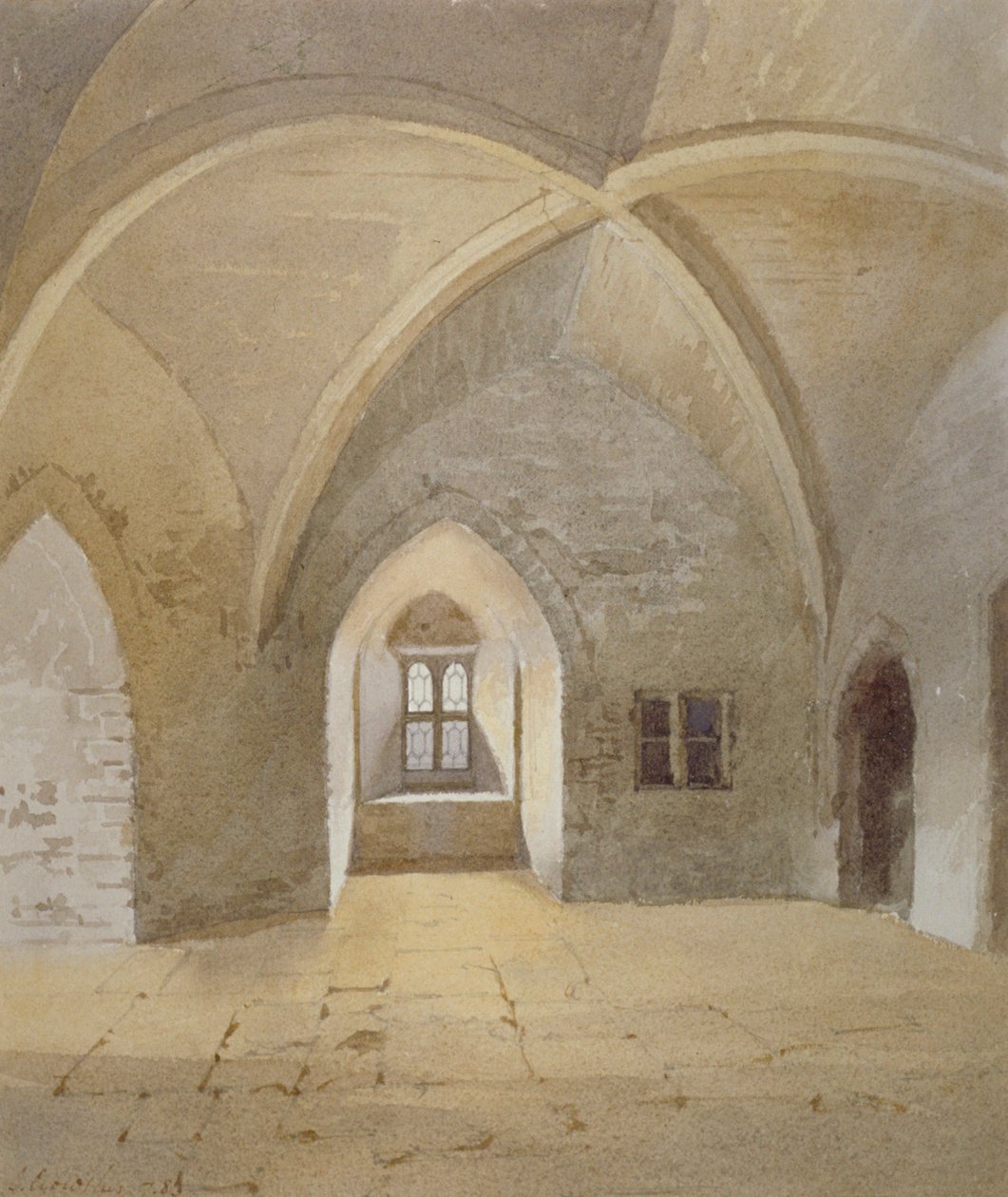 Innvendig utsikt over fengselet i Bowyer Tower, Tower of London, Stepney, London, 1883 av John Crowther