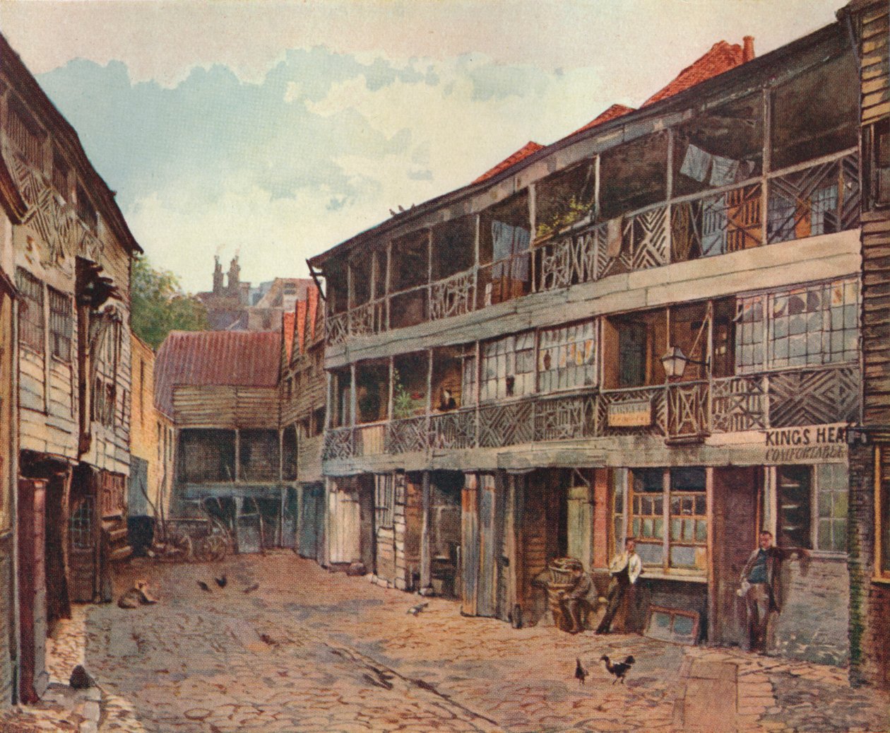 Kings Head Inn og Kings Head Inn Yard, Borough High Street, Southwark, London, 1879 av John Crowther