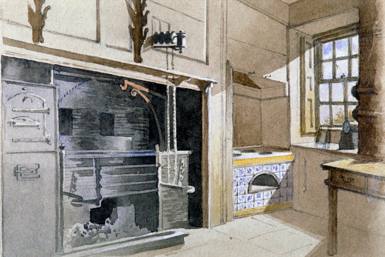 Kjøkkenkomfyr og nederlandsk ovn, nr. 21 Austin Friars Street, City of London, 1885 av John Crowther