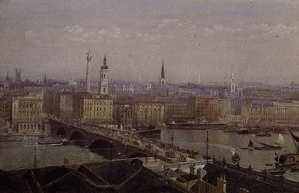 London Bridge som viser monumentet av John Crowther