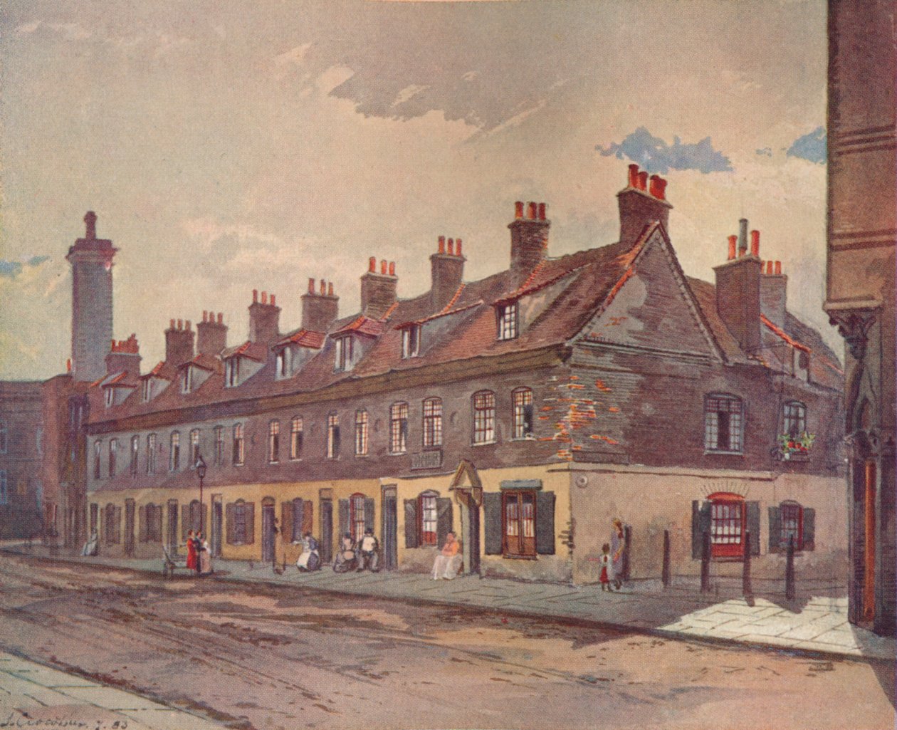 Gamle hus i Pye Street, Westminster, London, 1883 1926 av John Crowther