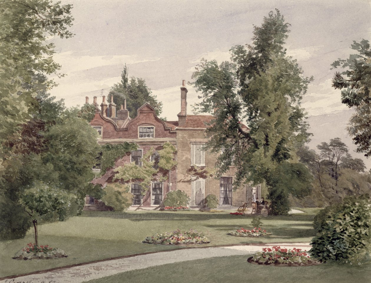 Sidevisning av Raleigh House, Brixton Hill, Lambeth, 1887 av John Crowther