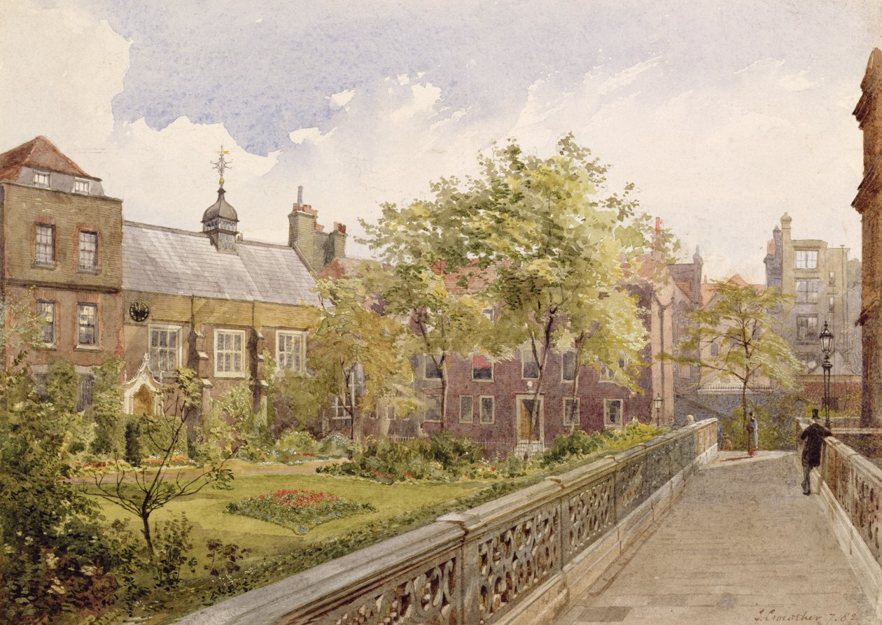 Staple Inn Hall fra hagen, 1882 av John Crowther