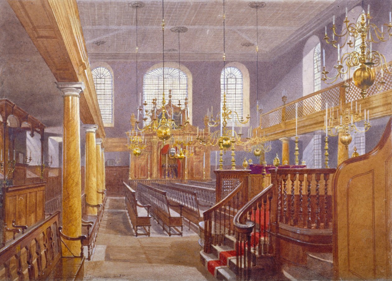Synagoge, Bevis Marks, City of London, 1884 av John Crowther