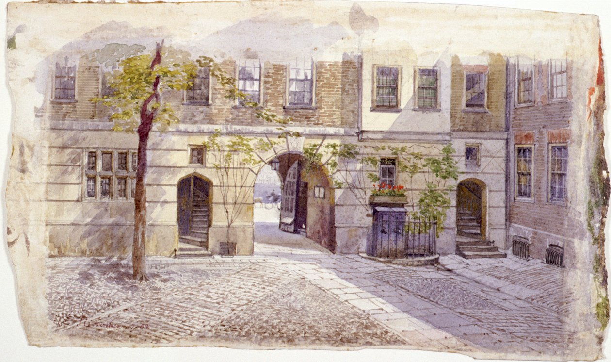 Utsikt fra inngangen til Staple Inn, London, 1882 av John Crowther