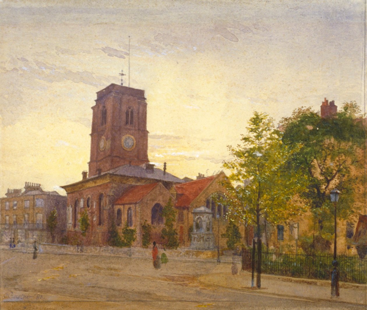 Utsikt over All Saints Church, Chelsea, London, 1880 av John Crowther