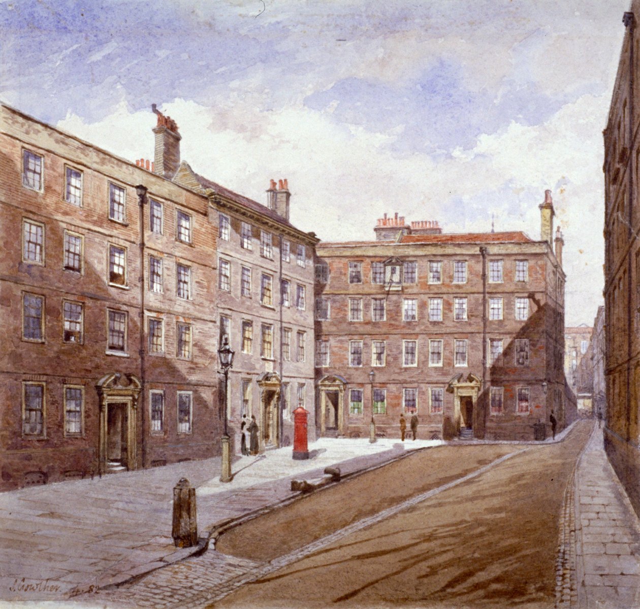 Utsikt over Brick Court, Middle Temple, London, 1882. av John Crowther