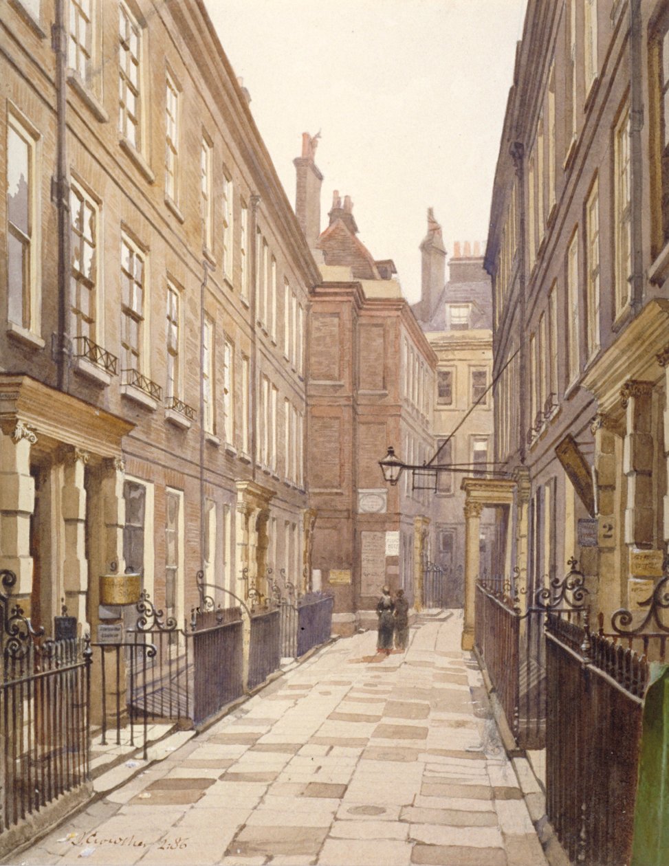 Utsikt over Catherine Court, Tower Hill, London, østover, 1886 av John Crowther