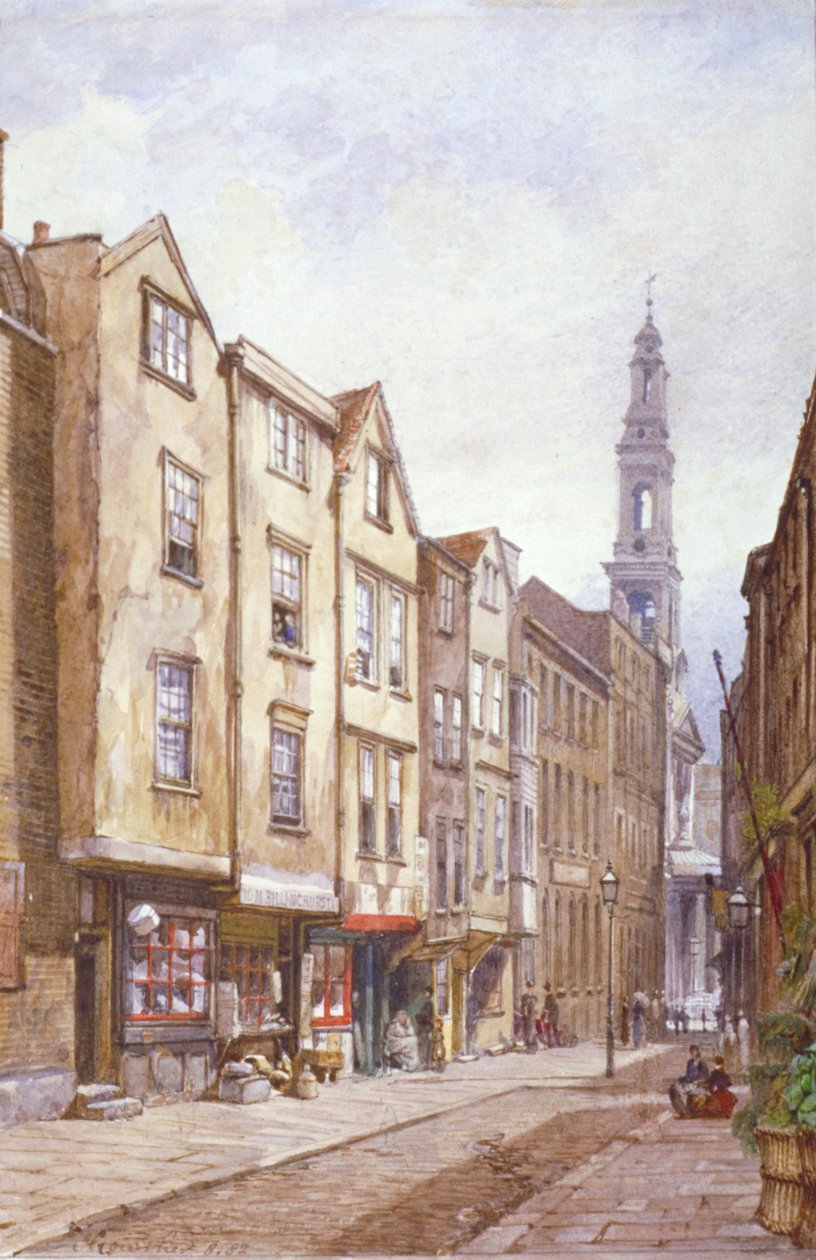 Utsikt over Drury Court, med utsikt mot St Mary le Strand, Westminster, London, 1882 av John Crowther