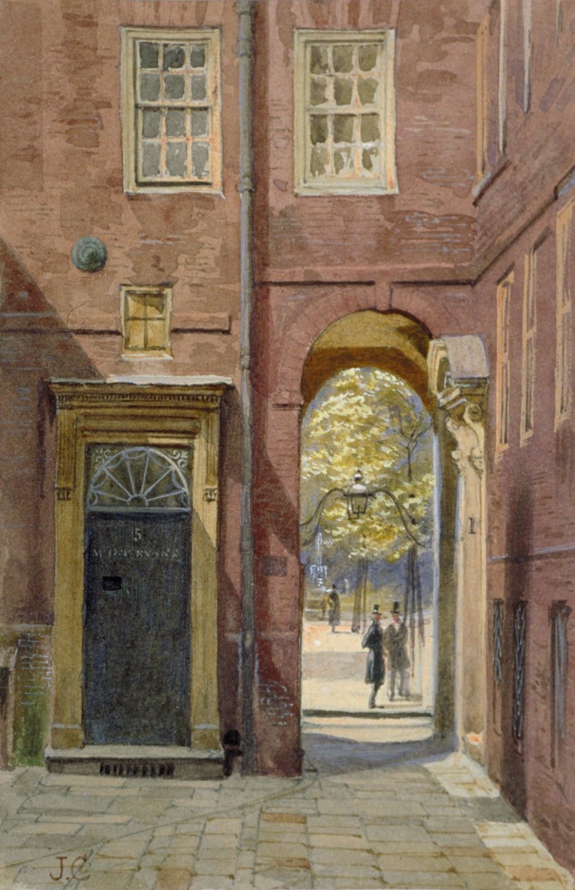 Utsikt over Elm Court, Inner Temple med utsikt mot Middle Temple, London, c1880 av John Crowther