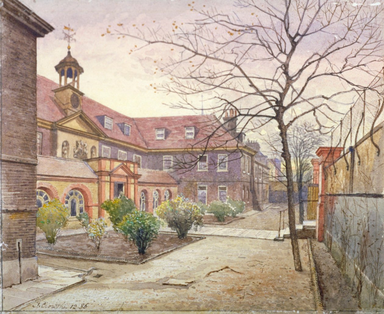 Utsikt over Grey Coat Hospital, Greycoat Place, Westminster, London, 1886 av John Crowther