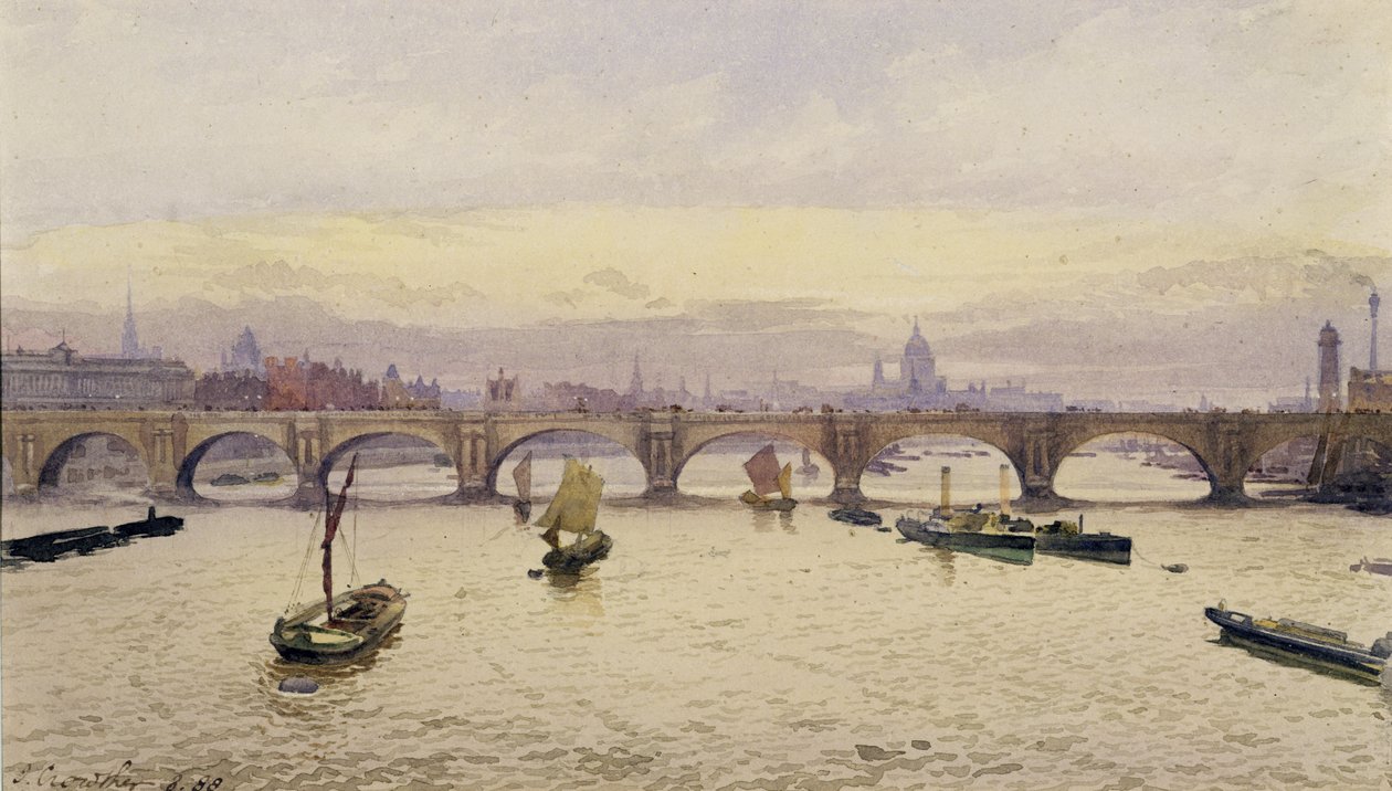 Utsikt over Waterloo Bridge fra Hungerford Bridge, 1888 av John Crowther