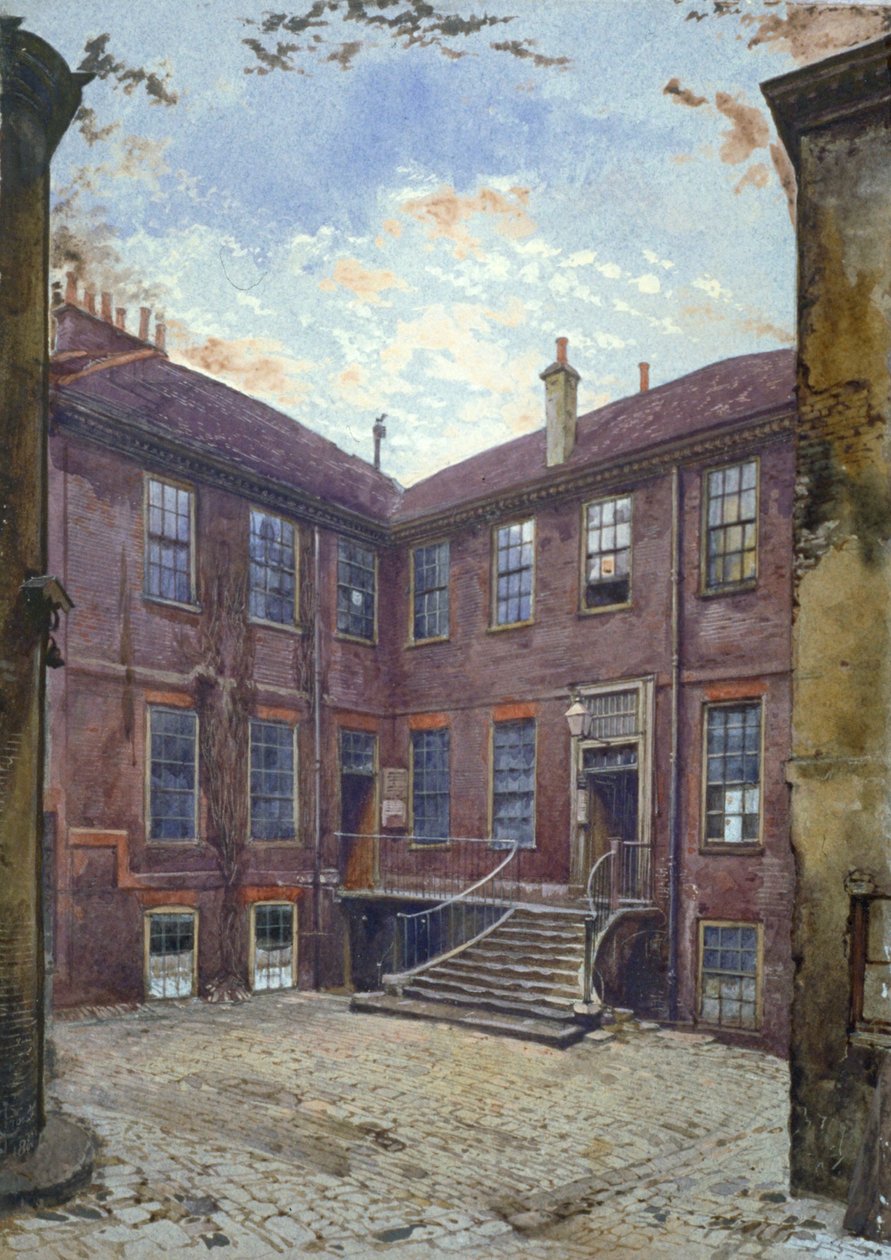 Utsikt over et gammelt hus i Great Winchester Street, City of London, 1880. av John Crowther